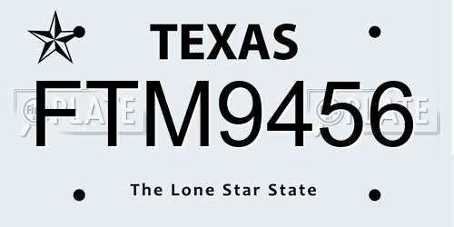 FTM9456 Texas License Plate