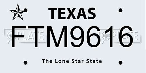 FTM9616 Texas License Plate