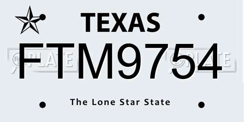 FTM9754 Texas License Plate