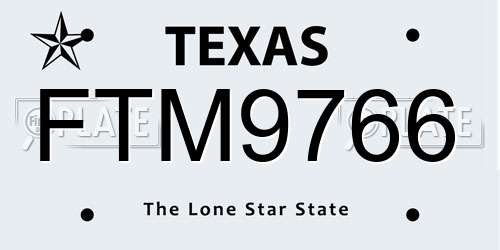 FTM9766 Texas License Plate