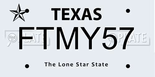 FTMY57 Texas License Plate