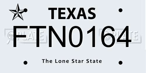 FTN0164 Texas License Plate