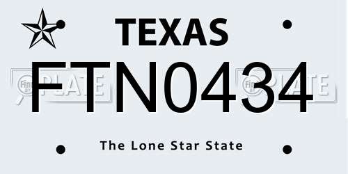 FTN0434 Texas License Plate