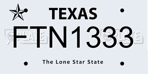FTN1333 Texas License Plate