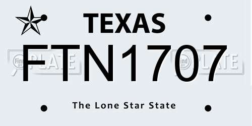 FTN1707 Texas License Plate