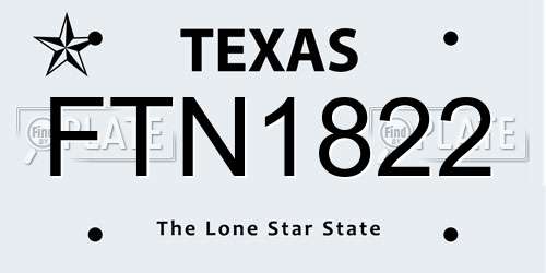FTN1822 Texas License Plate