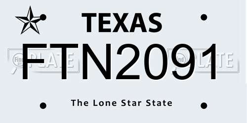FTN2091 Texas License Plate