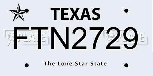 FTN2729 Texas License Plate
