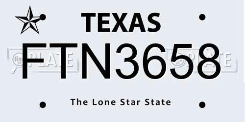FTN3658 Texas License Plate