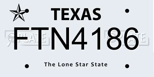 FTN4186 Texas License Plate