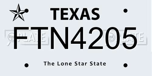 FTN4205 Texas License Plate