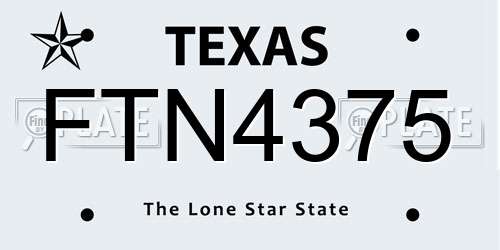 FTN4375 Texas License Plate
