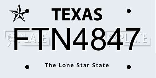 FTN4847 Texas License Plate
