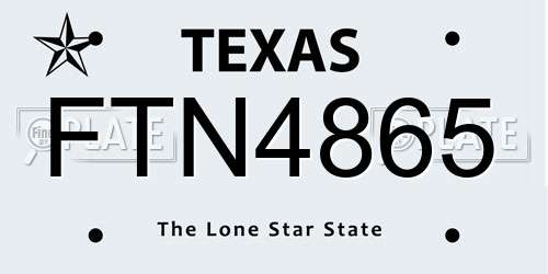 FTN4865 Texas License Plate