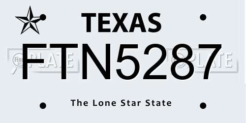FTN5287 Texas License Plate
