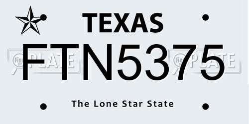 FTN5375 Texas License Plate