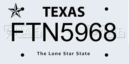 FTN5968 Texas License Plate