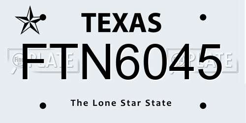 FTN6045 Texas License Plate