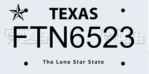 FTN6523 Texas License Plate
