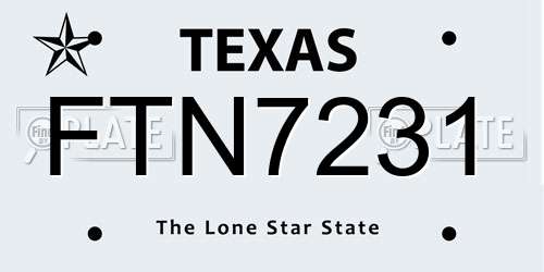 FTN7231 Texas License Plate
