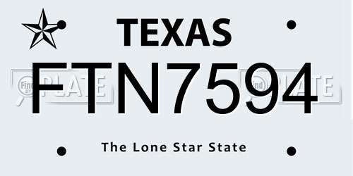FTN7594 Texas License Plate