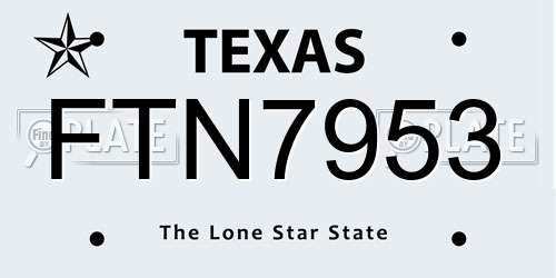 FTN7953 Texas License Plate