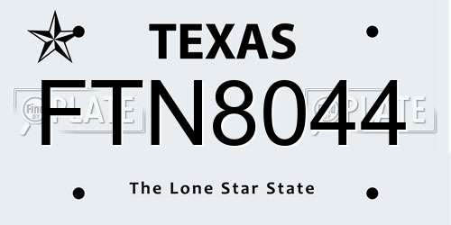 FTN8044 Texas License Plate