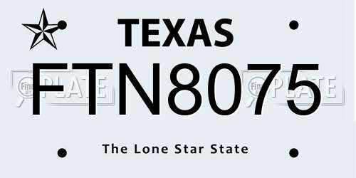 FTN8075 Texas License Plate