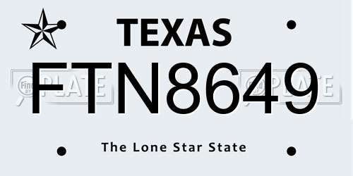 FTN8649 Texas License Plate