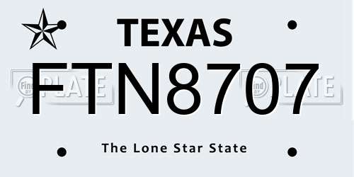 FTN8707 Texas License Plate