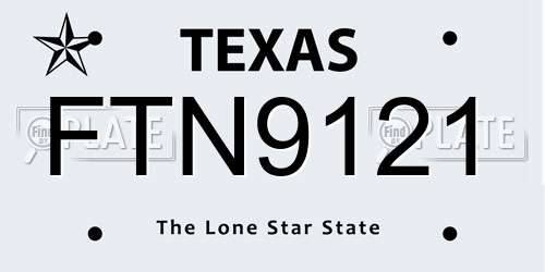 FTN9121 Texas License Plate