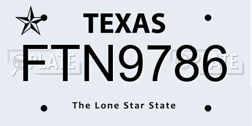 FTN9786 Texas License Plate
