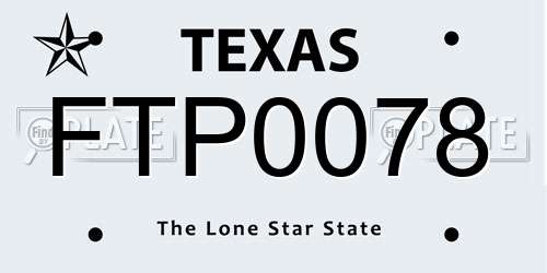 FTP0078 Texas License Plate