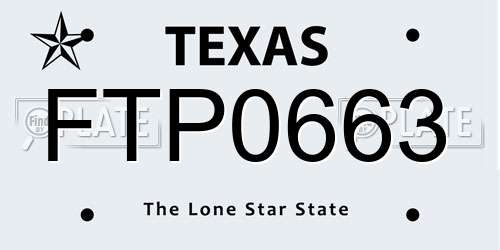 FTP0663 Texas License Plate