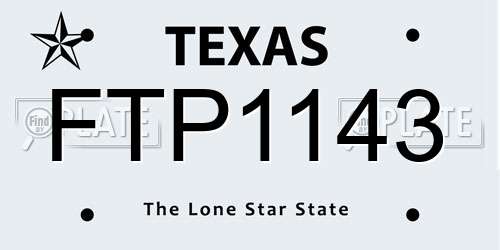 FTP1143 Texas License Plate
