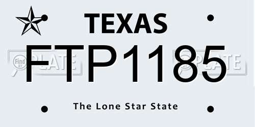 FTP1185 Texas License Plate