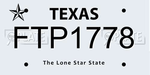 FTP1778 Texas License Plate