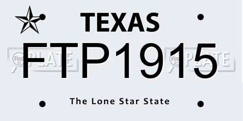 FTP1915 Texas License Plate