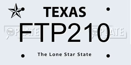 FTP210 Texas License Plate