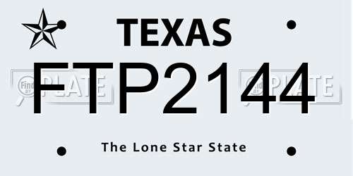 FTP2144 Texas License Plate