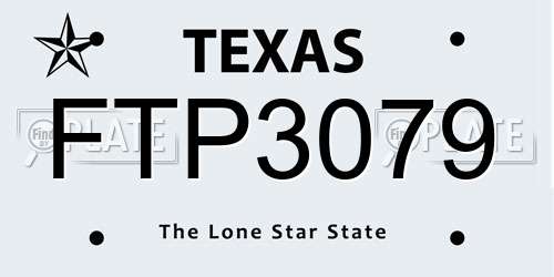 FTP3079 Texas License Plate