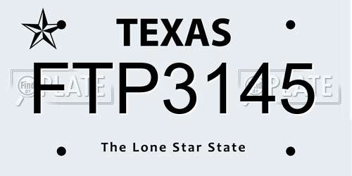 FTP3145 Texas License Plate