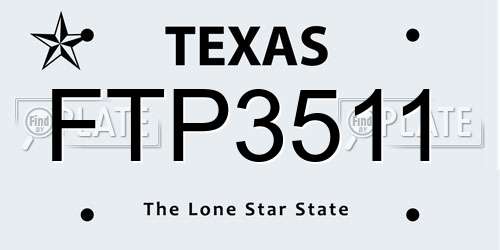 FTP3511 Texas License Plate