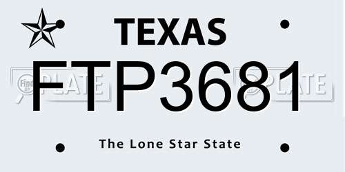 FTP3681 Texas License Plate