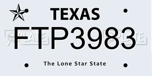FTP3983 Texas License Plate