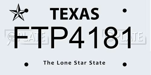 FTP4181 Texas License Plate