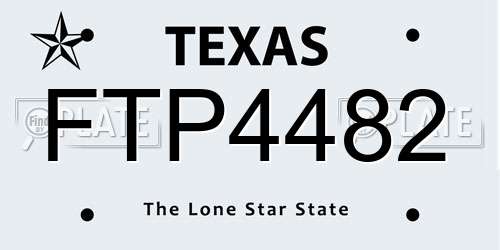 FTP4482 Texas License Plate