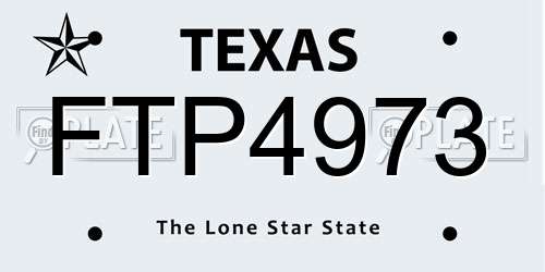 FTP4973 Texas License Plate