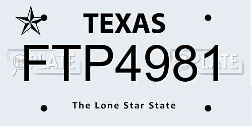 FTP4981 Texas License Plate