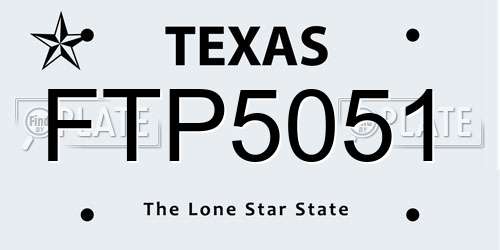 FTP5051 Texas License Plate